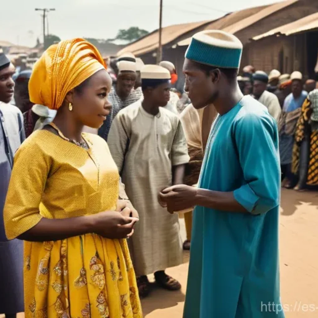 비아프라 전쟁과 현대 나이지리아 정치 - **Prompt: "A vibrant, panoramic scene depicting Nigeria in the early 1960s, just after independence....