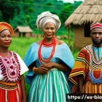 Home 21 비아프라 전쟁 희생자 - A detailed scene depicting a diverse group of Nigerian ethnic communities — Igbo, Hausa, and Yoruba ...