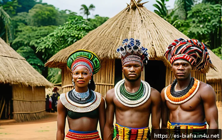 비아프라 전쟁 배경 - A vibrant, detailed scene depicting a traditional Igbo cultural festival in southeastern Nigeria, sh...